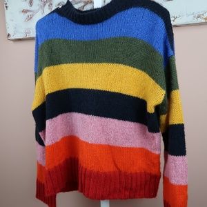 Urban Outfitters Rainbow Striped Oversized Sweater